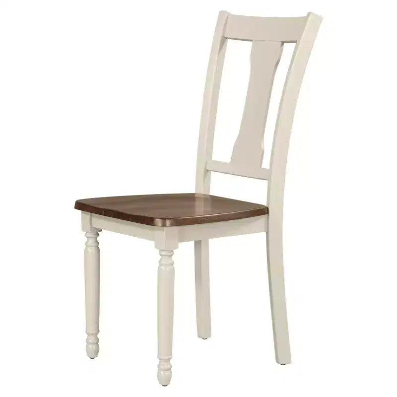 Whisen Classic 6-Piece Dining Set Wooden Table with 4 Chairs and Bench - Brown / Cottage White