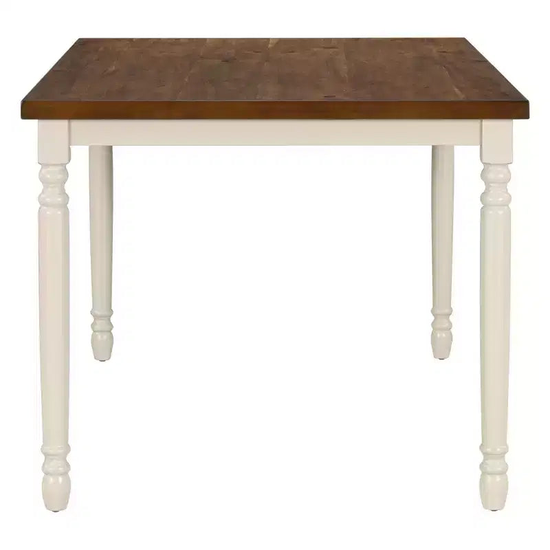 Whisen Classic 6-Piece Dining Set Wooden Table with 4 Chairs and Bench - Brown / Cottage White