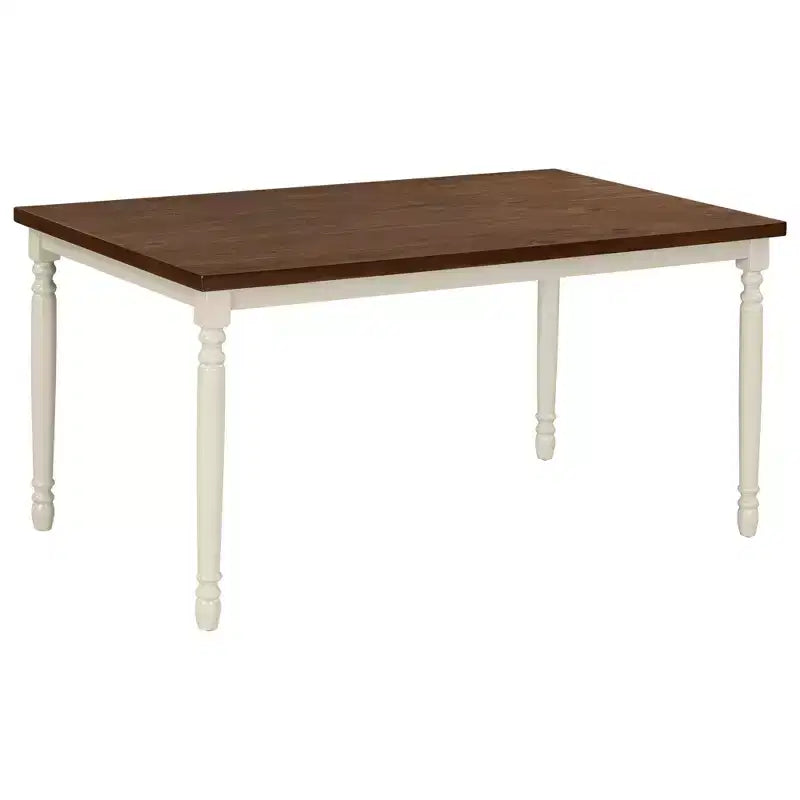 Whisen Classic 6-Piece Dining Set Wooden Table with 4 Chairs and Bench - Brown / Cottage White