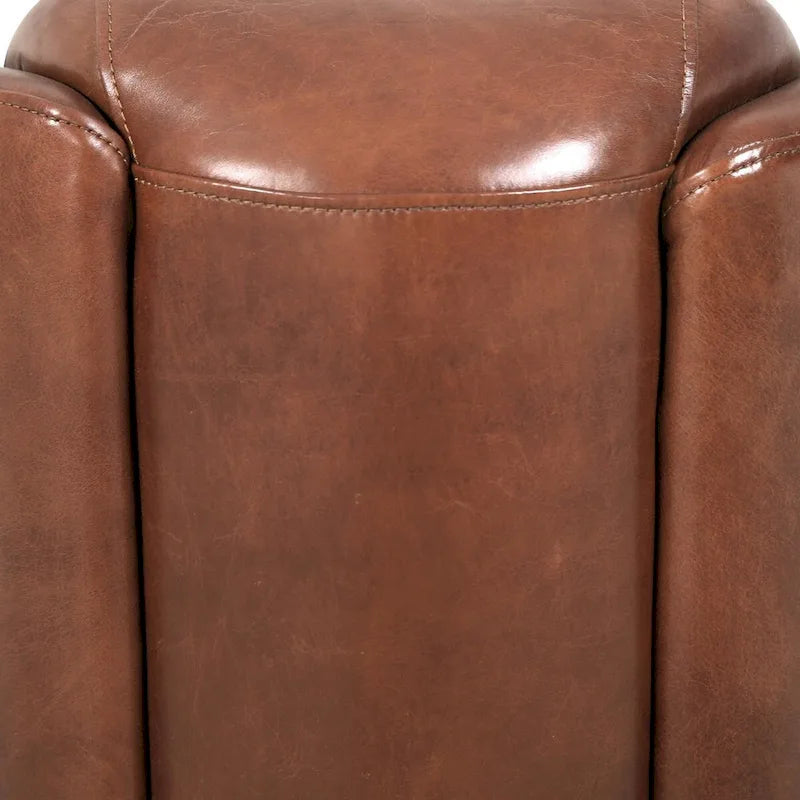 Pasargad Home Madison Top Grain Leather Armchair, Brown - W27.5xD30xH27