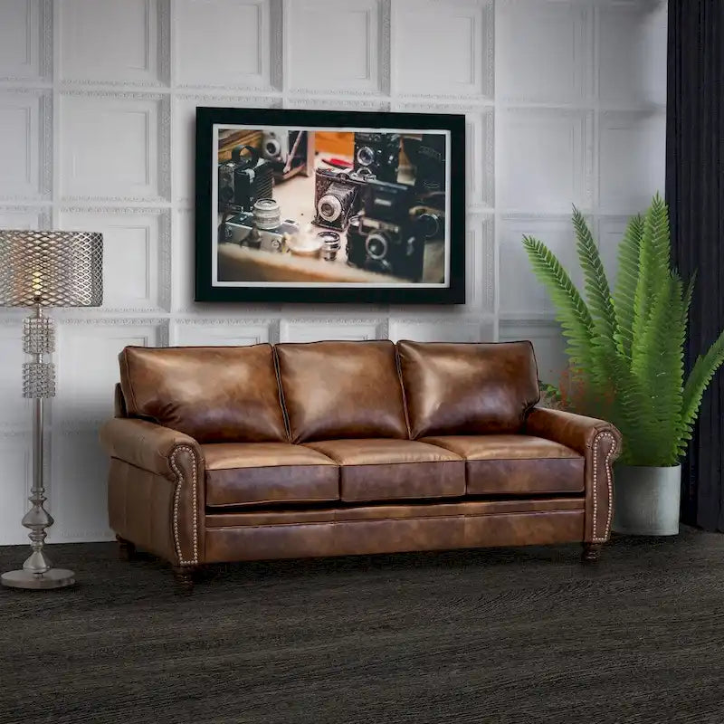 Cabot Brown Top Grain Leather Sofa