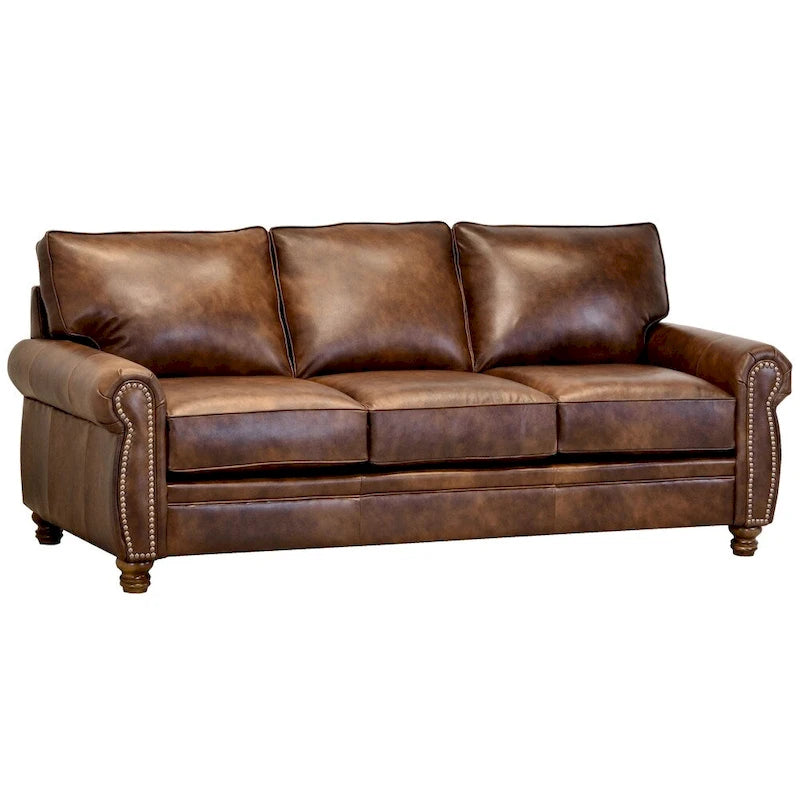 Cabot Brown Top Grain Leather Sofa