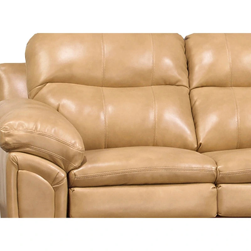 Simon Light Tan Brown Leather Gel Sofa, Loveseat and Chair Set