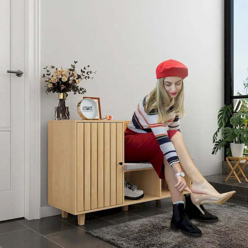 Chic Entryway Shoe Organizer with Seating Bench and Plush Backrest - 47.2