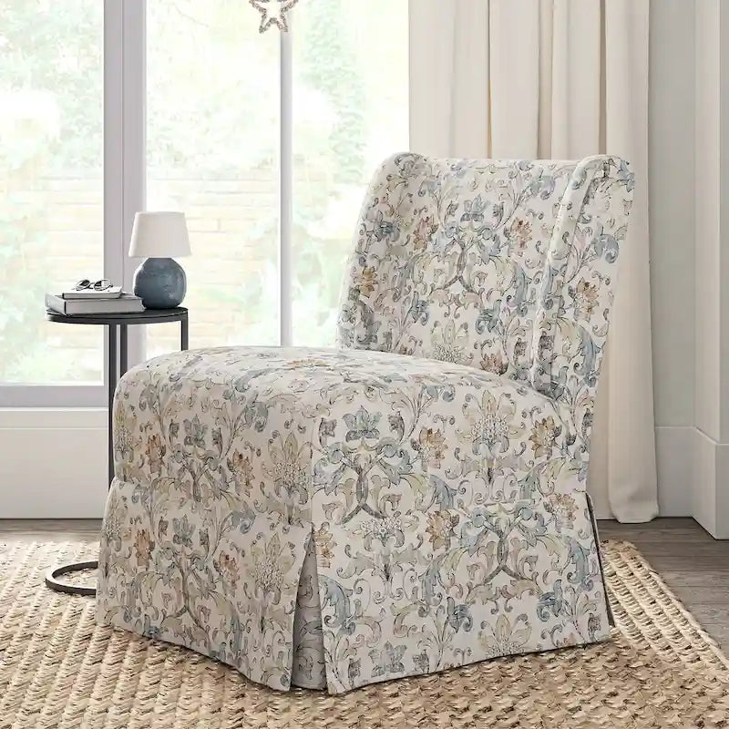 Falk Upholstered Farmhouse Armless Chair with Slipcover and Solid Wood Legs by HULALA HOME