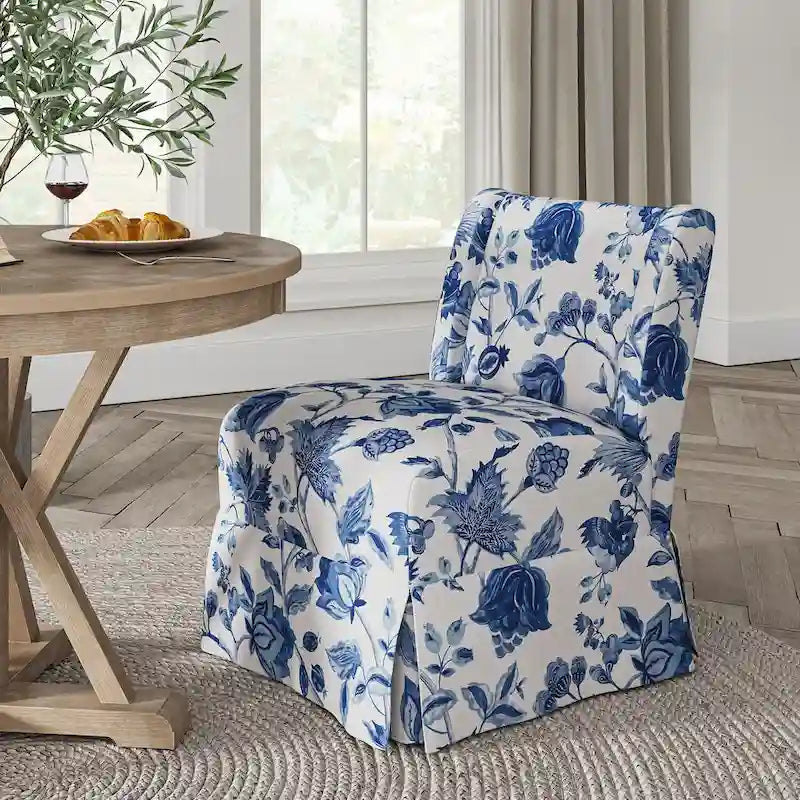 Falk Upholstered Farmhouse Armless Chair with Slipcover and Solid Wood Legs by HULALA HOME