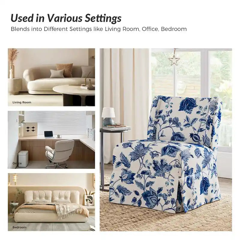 Falk Upholstered Farmhouse Armless Chair with Slipcover and Solid Wood Legs by HULALA HOME