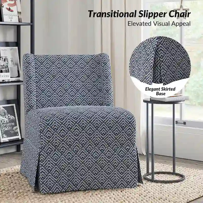 Falk Upholstered Farmhouse Armless Chair with Slipcover and Solid Wood Legs by HULALA HOME