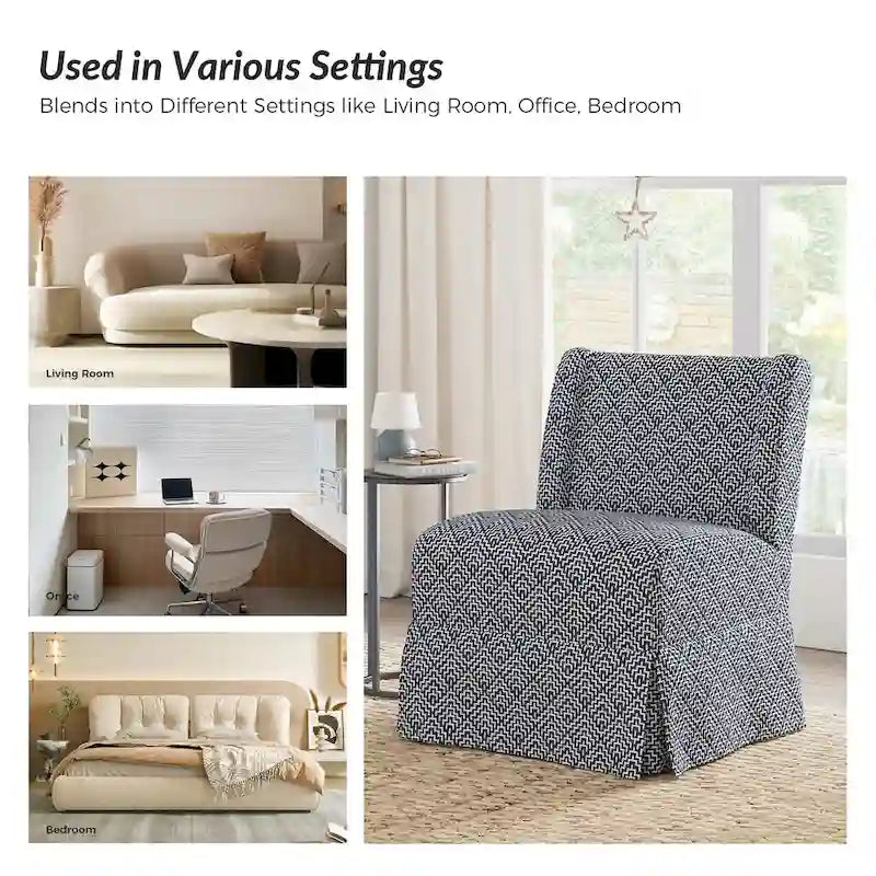 Falk Upholstered Farmhouse Armless Chair with Slipcover and Solid Wood Legs by HULALA HOME