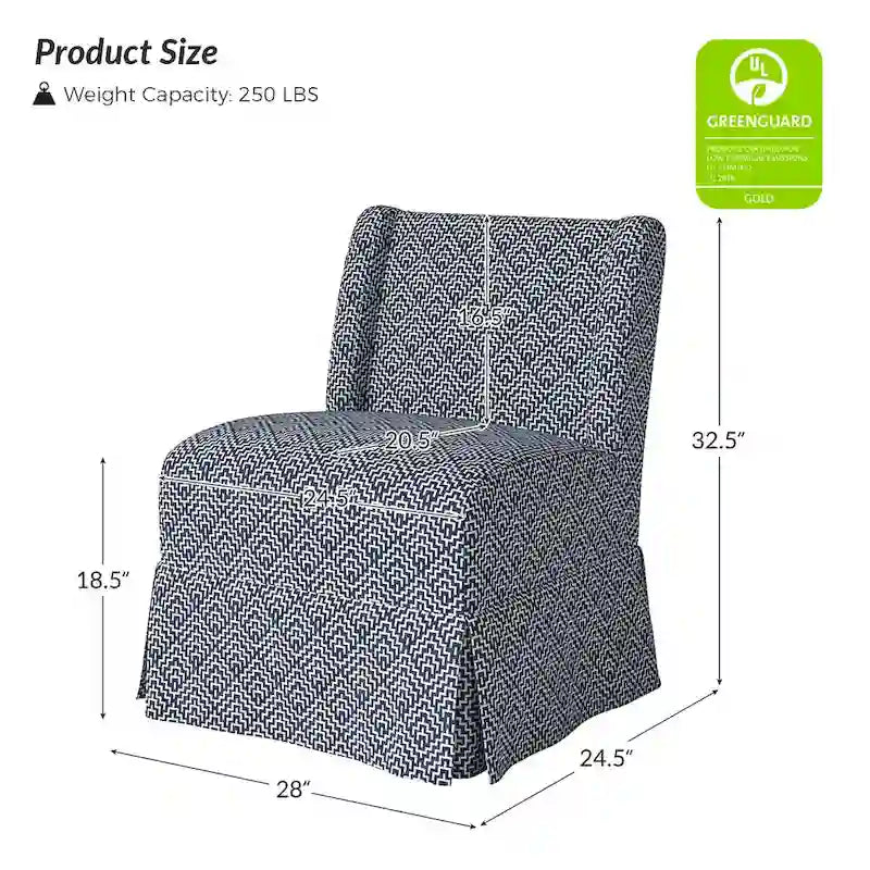 Falk Upholstered Farmhouse Armless Chair with Slipcover and Solid Wood Legs by HULALA HOME