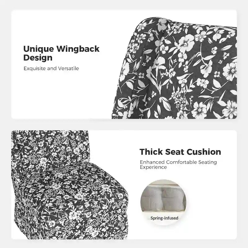 Falk Upholstered Farmhouse Armless Chair with Slipcover and Solid Wood Legs by HULALA HOME