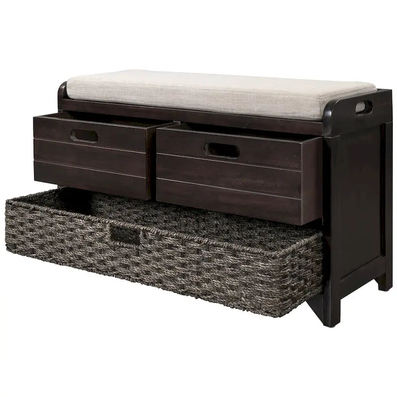 Storage Bench with Removable Basket and 2 Drawers