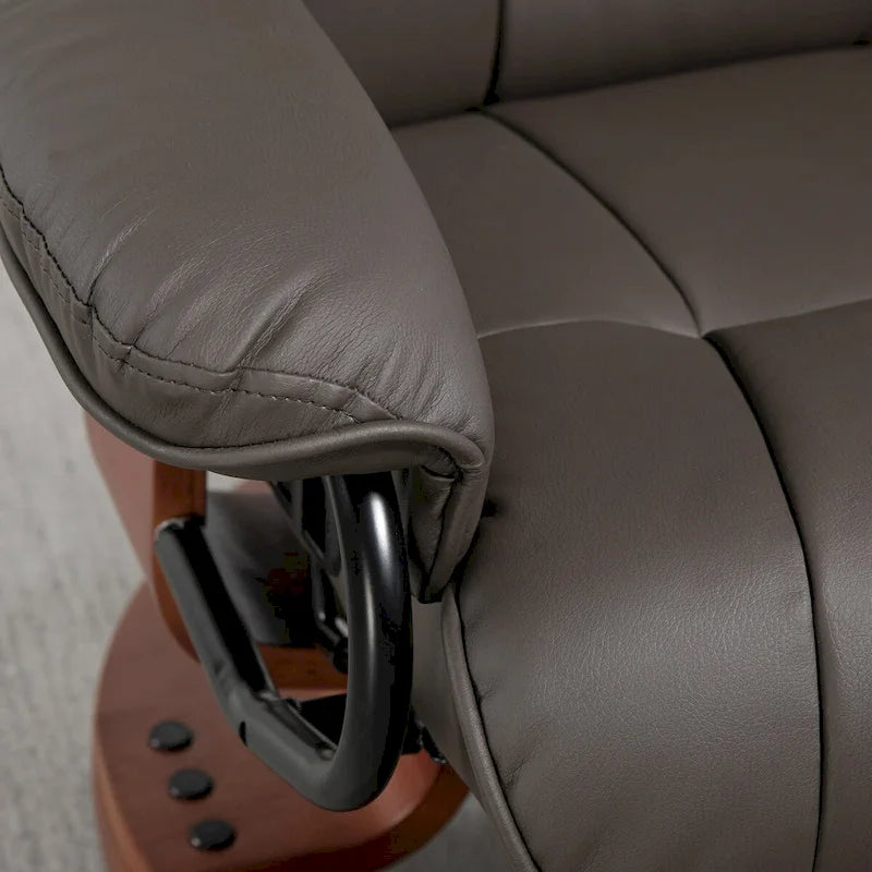 HOMCOM Swivel Recliner Chair, PU Leather Reclining Chair for Living Room, Modern Recliner Sofa with Footrest