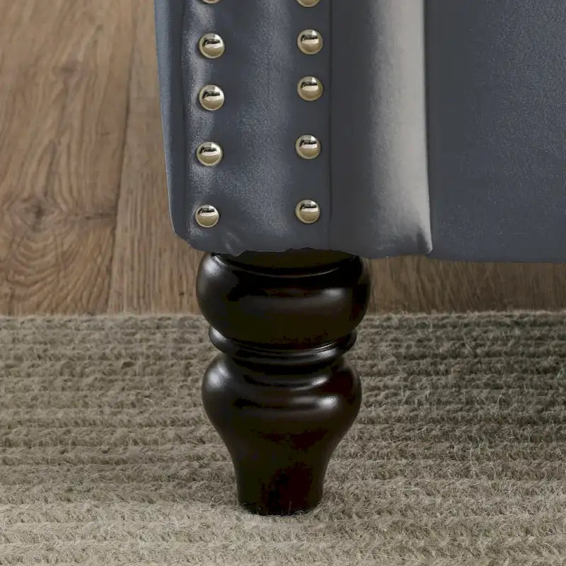 79  Chesterfield Sofa Grey Velvet for Living Room, 3 Seater Sofa Tufted Couch with Rolled Arms and Nailhead