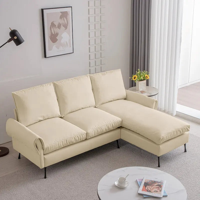 Modern L-Shaped Sofa Couch With Reversible Chaise Lounge