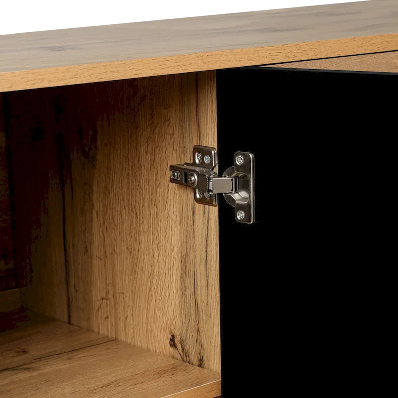 Carved Flower Door Large Storage Cabinet With Metal Handle