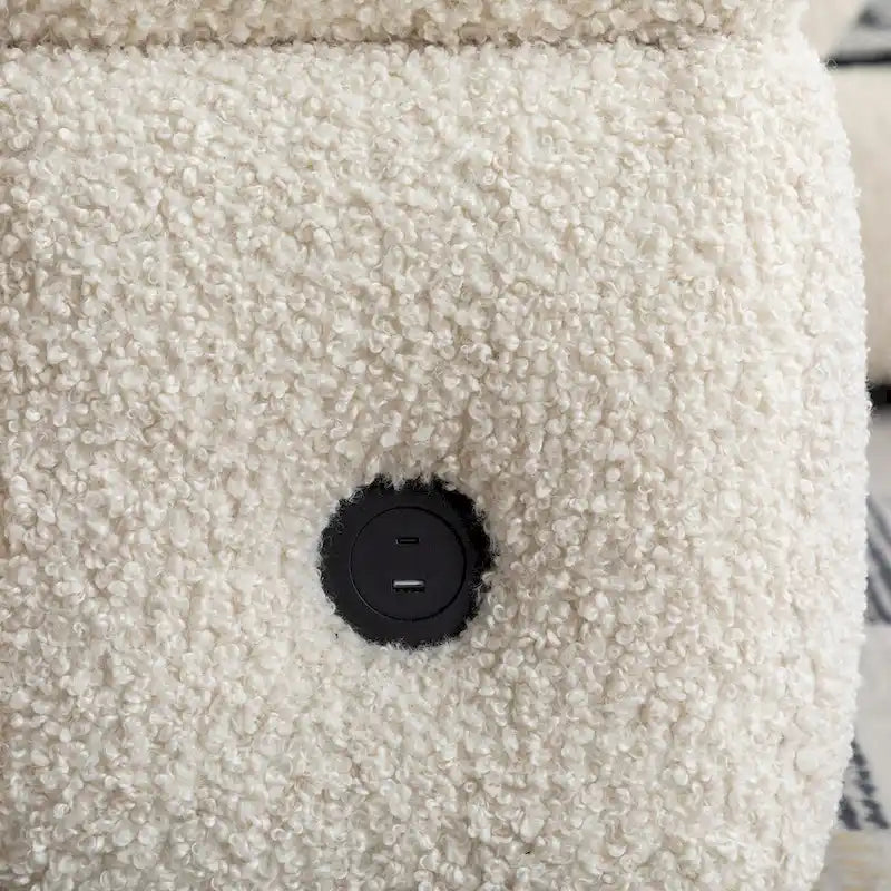 87.7  Sectional Sofa Cozy Teddy Fleece Fabric Sectional Sofa Couch