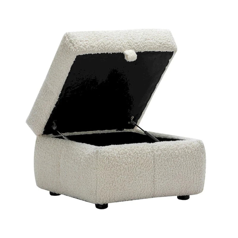 87.7  Sectional Sofa Cozy Teddy Fleece Fabric Sectional Sofa Couch