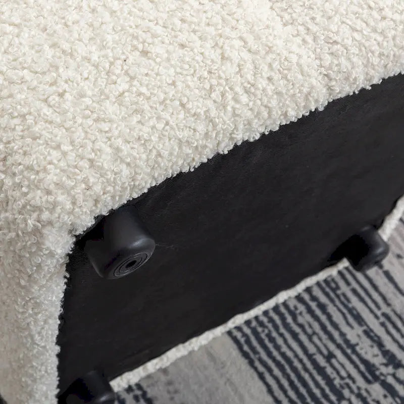 87.7  Sectional Sofa Cozy Teddy Fleece Fabric Sectional Sofa Couch