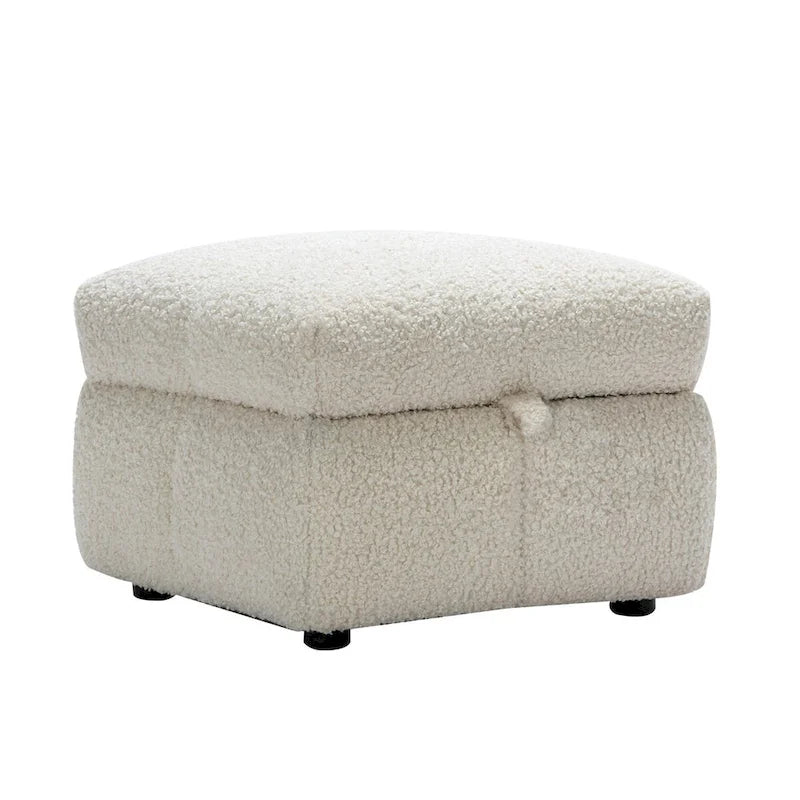 87.7  Sectional Sofa Cozy Teddy Fleece Fabric Sectional Sofa Couch