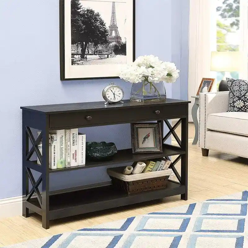 Console 1 tiroir avec étagères – 11,75 P x 39,25 L x 31,5 H