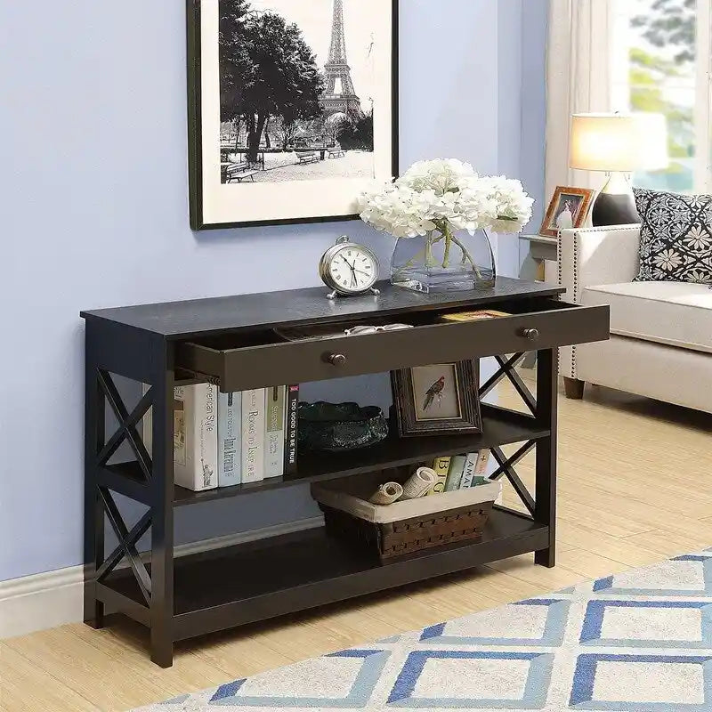 Console 1 tiroir avec étagères – 11,75 P x 39,25 L x 31,5 H
