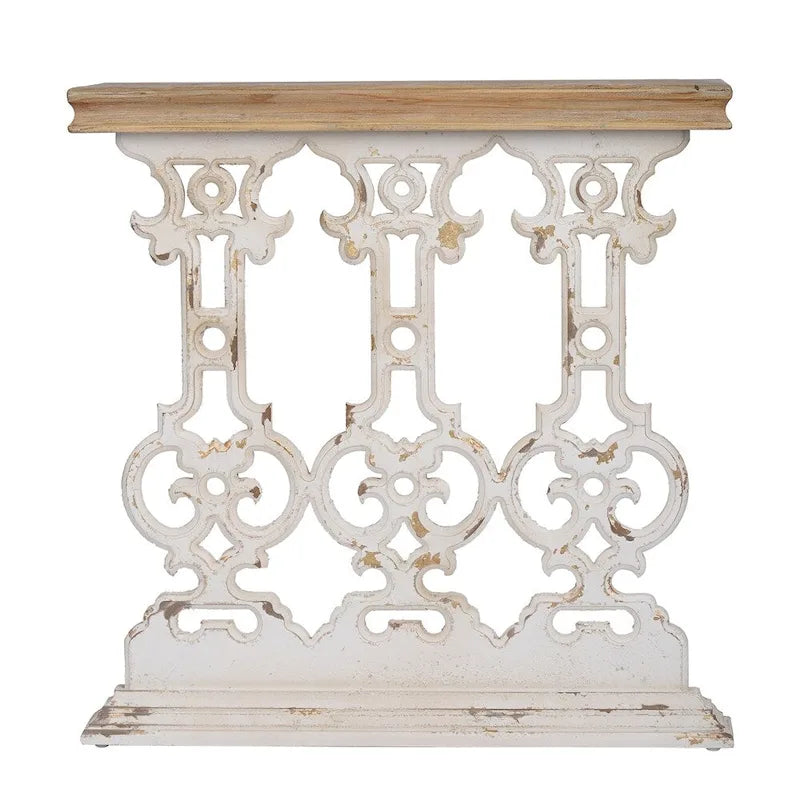 Vintage Wood Console Table with Brown Top