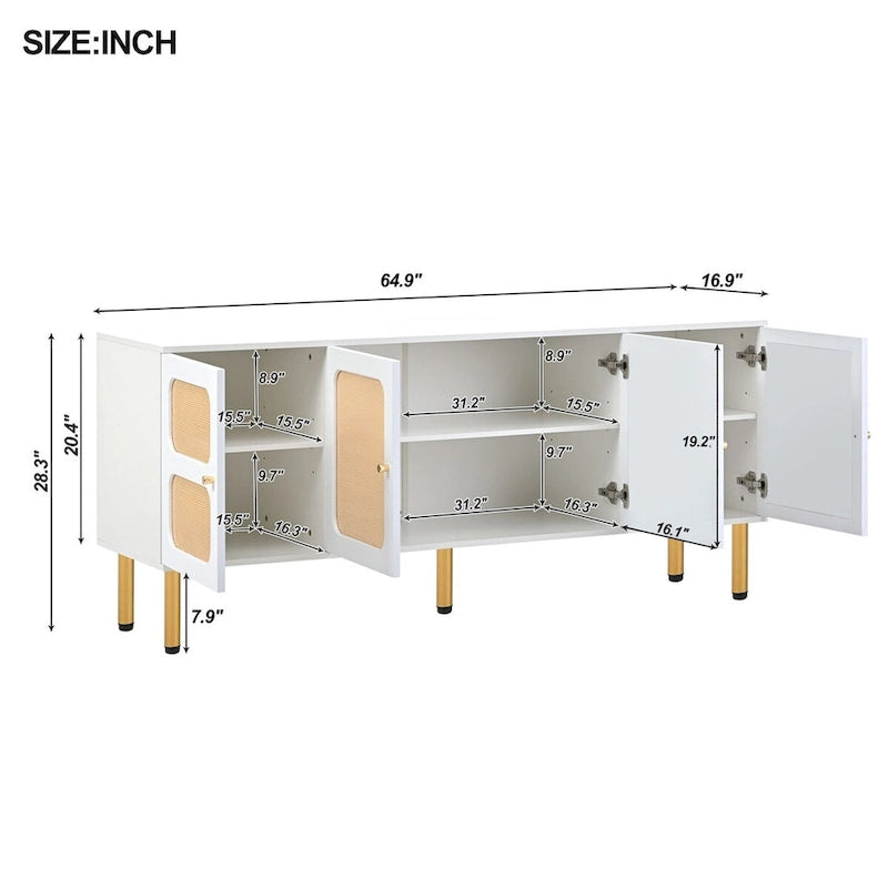 Merax Woven Media Console Table for TVs Up to 70
