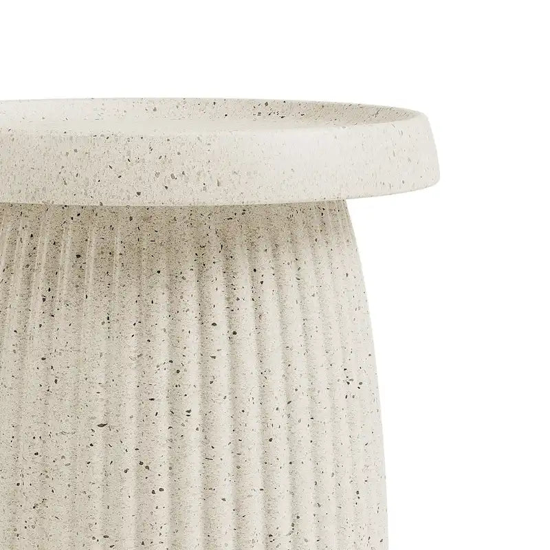 Vera Side Table Indoor/Outdoor Stone White w/ Gold Flakes