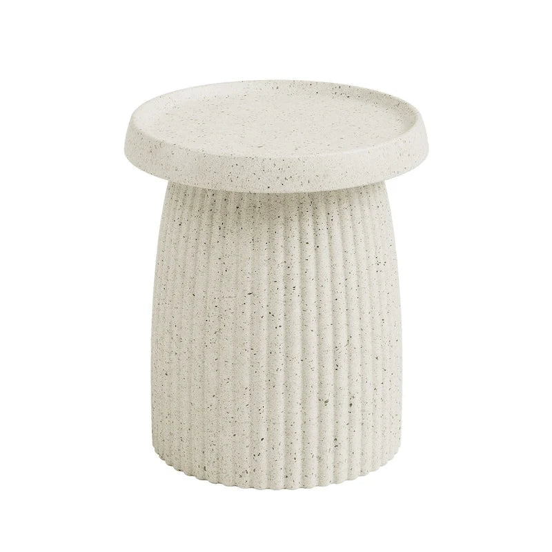 Vera Side Table Indoor/Outdoor Stone White w/ Gold Flakes