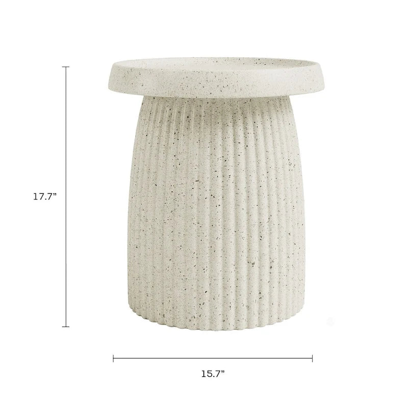 Vera Side Table Indoor/Outdoor Stone White w/ Gold Flakes
