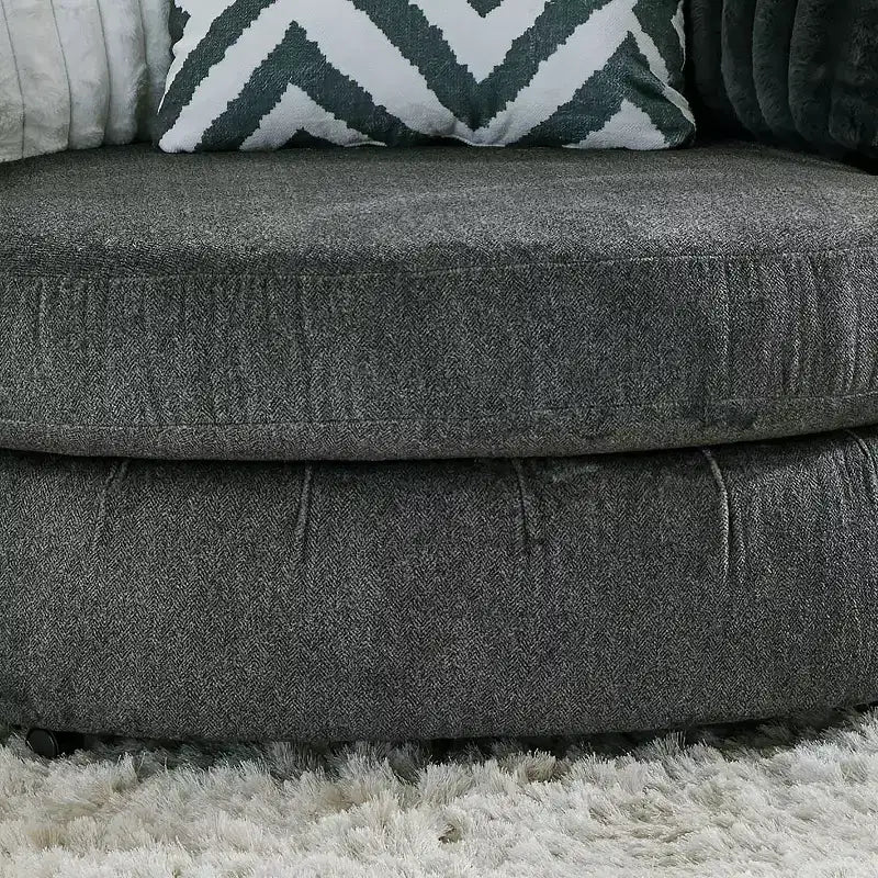 HOMES: Inside + Out Telven Accent Swivel Chair Chenille Channel Tufted with Pillow