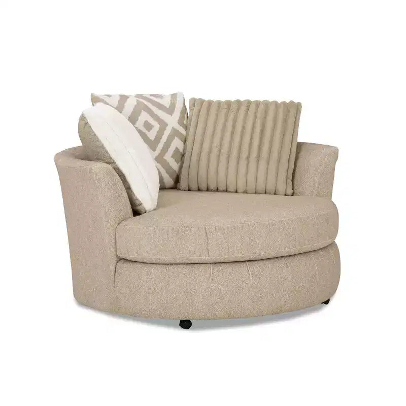 HOMES: Inside + Out Telven Accent Swivel Chair Chenille Channel Tufted with Pillow