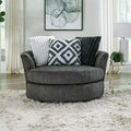 HOMES: Inside + Out Telven Accent Swivel Chair Chenille Channel Tufted with Pillow