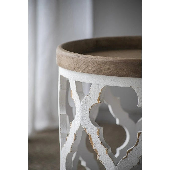 23  Large Distressed White Side Table