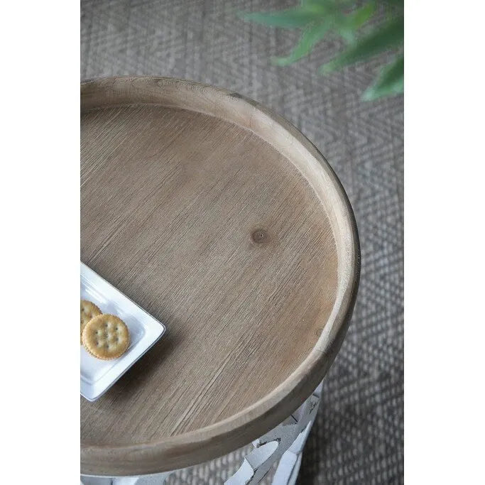 23  Large Distressed White Side Table