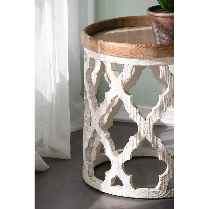23  Large Distressed White Side Table