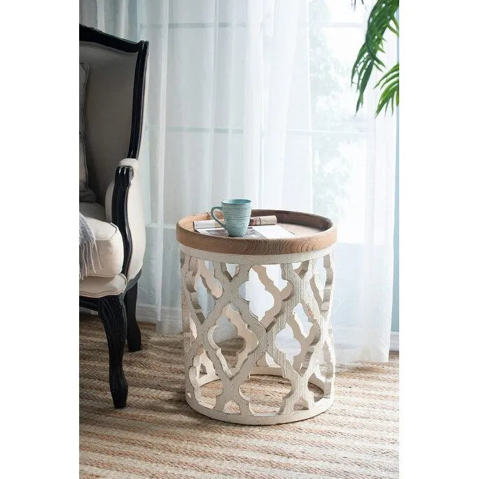 23  Large Distressed White Side Table