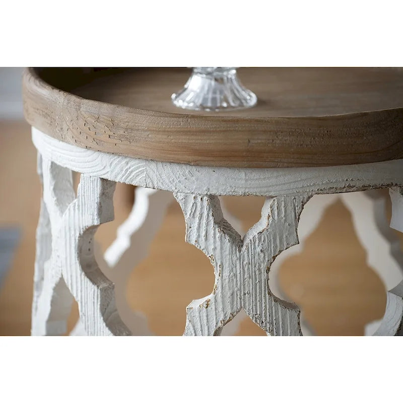 23  Large Distressed White Side Table