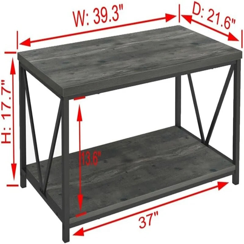 Coffee Table Rustic Wood - 21.6D x 39.3W x 17.7H