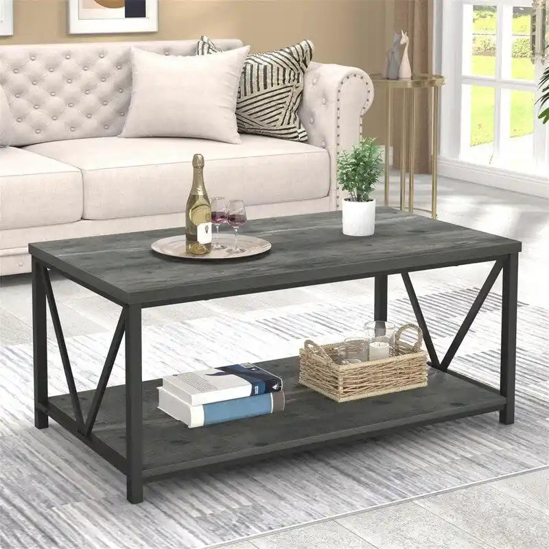 Coffee Table Rustic Wood - 21.6D x 39.3W x 17.7H