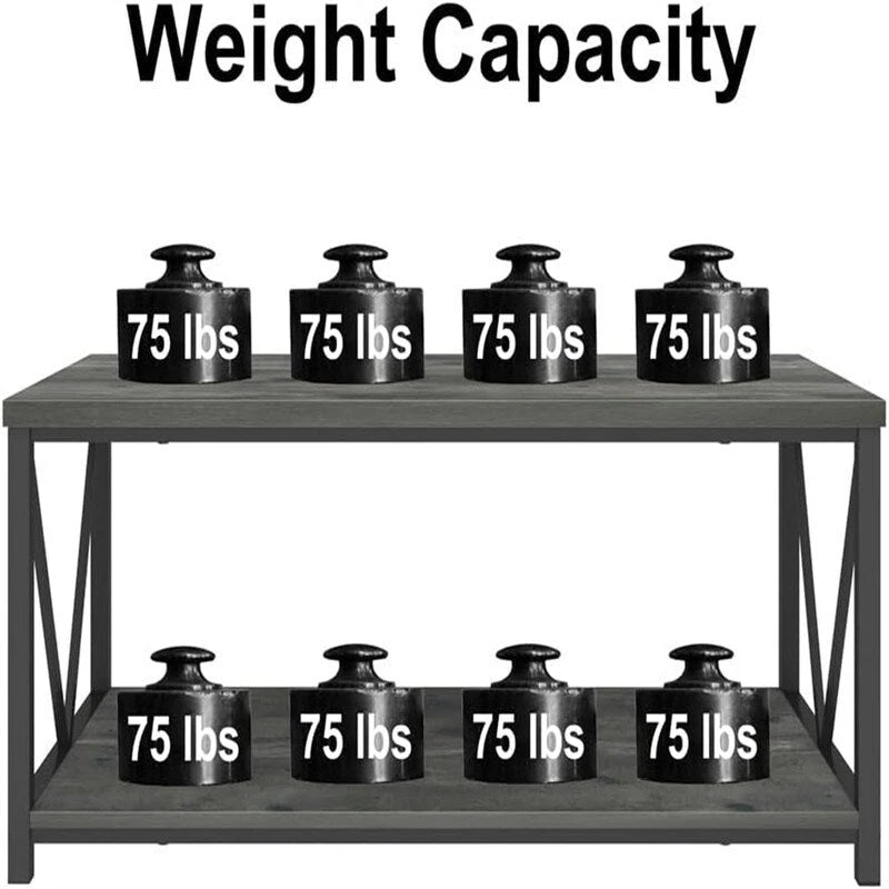 Coffee Table Rustic Wood - 21.6D x 39.3W x 17.7H