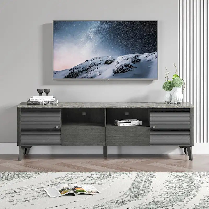 Stylish 70-Inch TV Stand with Marble-Printed Top - 70  in Width