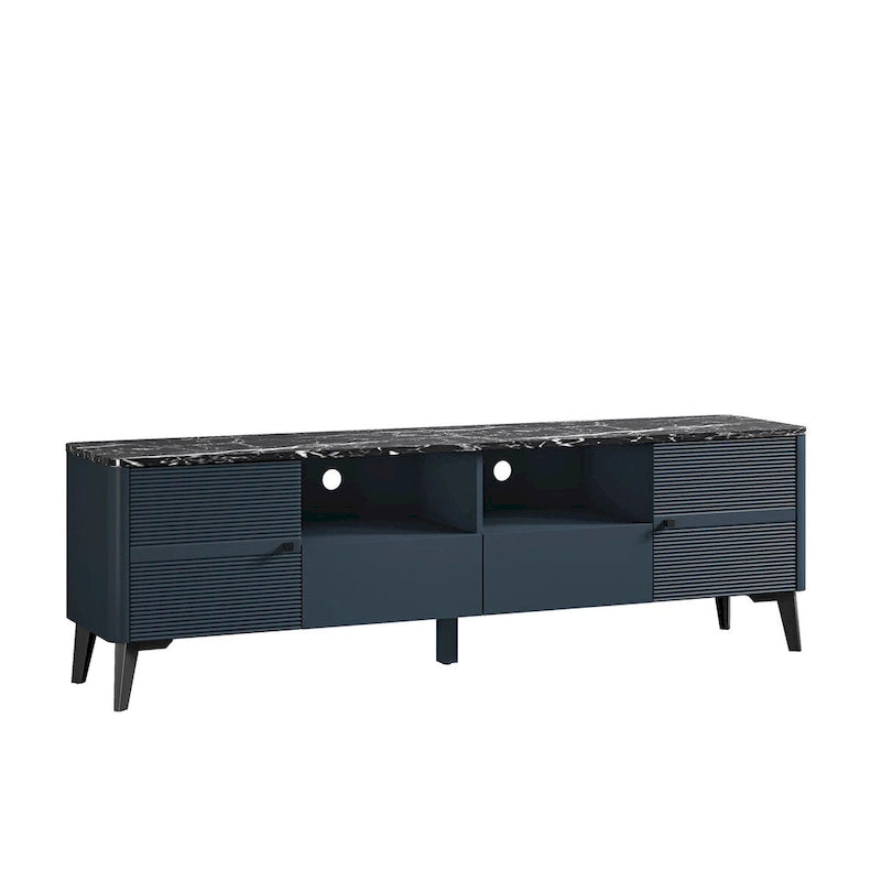 Stylish 70-Inch TV Stand with Marble-Printed Top - 70  in Width