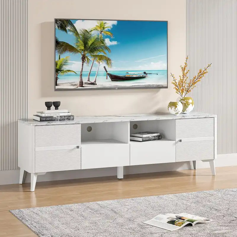 Stylish 70-Inch TV Stand with Marble-Printed Top - 70  in Width