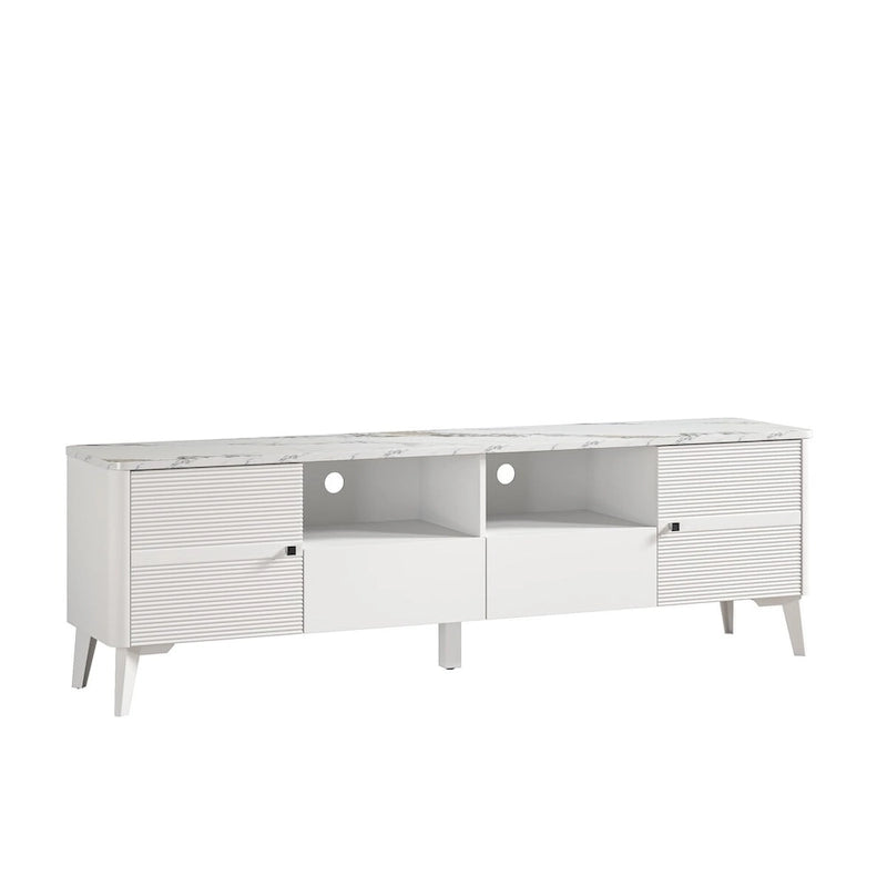 Stylish 70-Inch TV Stand with Marble-Printed Top - 70  in Width