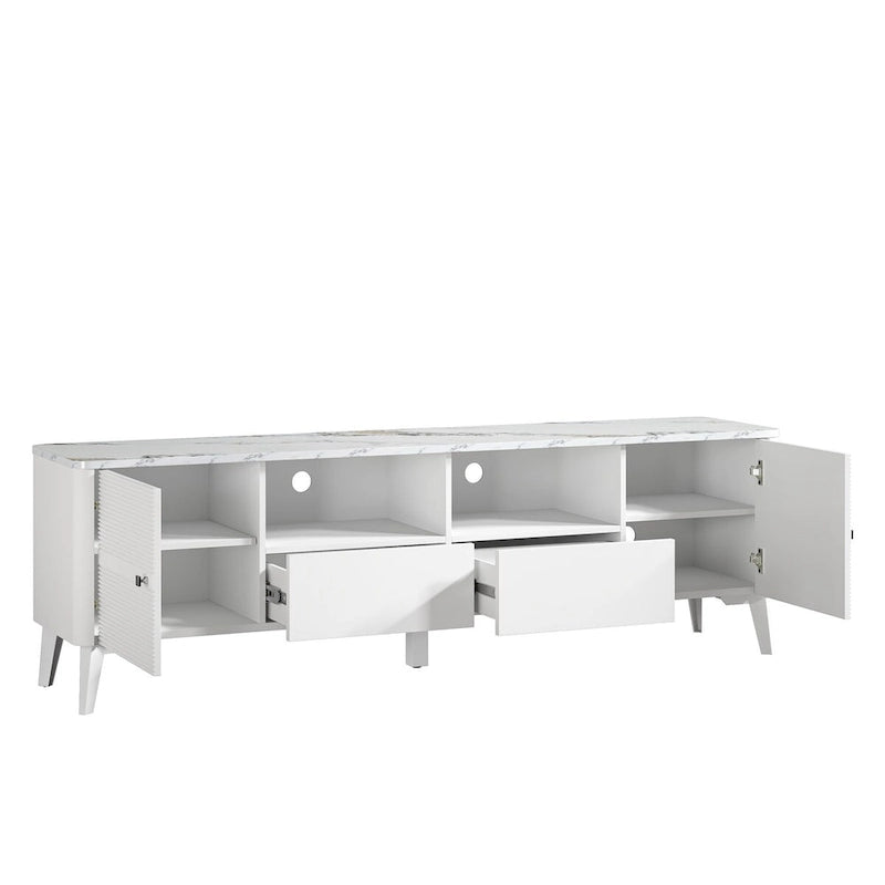 Stylish 70-Inch TV Stand with Marble-Printed Top - 70  in Width