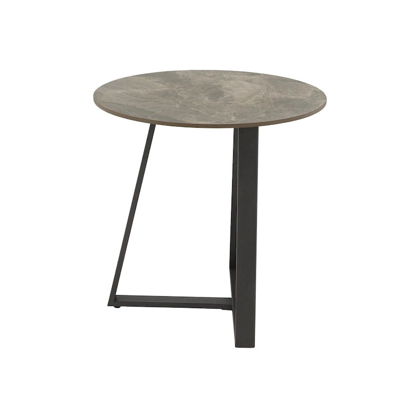 Jurmala Glossy Sintered Stone with Grey Metal Base End Table by iNSPIRE Q Modern