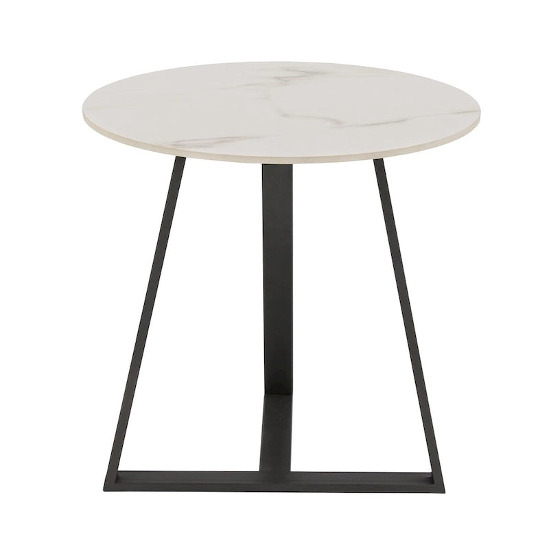 Jurmala Glossy Sintered Stone with Grey Metal Base End Table by iNSPIRE Q Modern