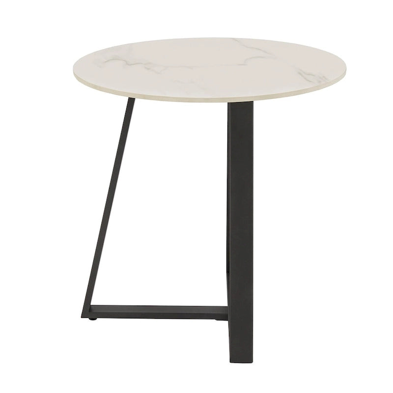 Jurmala Glossy Sintered Stone with Grey Metal Base End Table by iNSPIRE Q Modern
